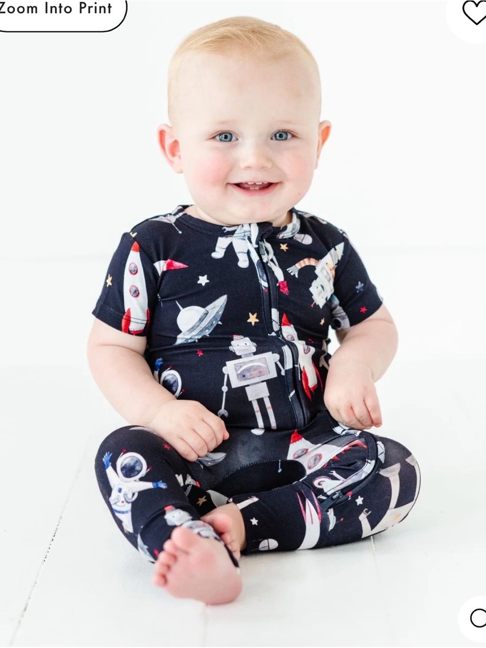 Bums & Roses Infant Short Sleeve “I Need Space” Outer Space Romper 6-9 Months